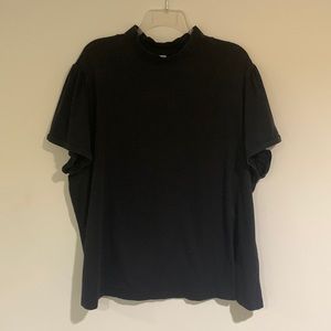 Fashion Bug Black High Neck Short Sleeve Shirt, Women’s Size 26/28